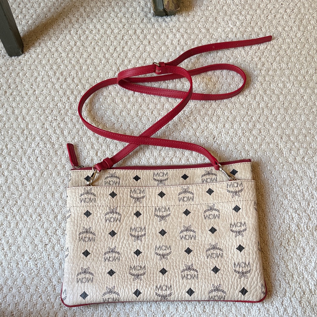 Mcm Visetos Original Logo Medium Slim Pouch Crossbody